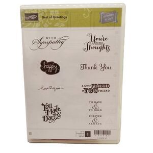 Stampin Up Best of Greetings Cling Stamp Set Unmounted Birthday Thanks Sympathy
